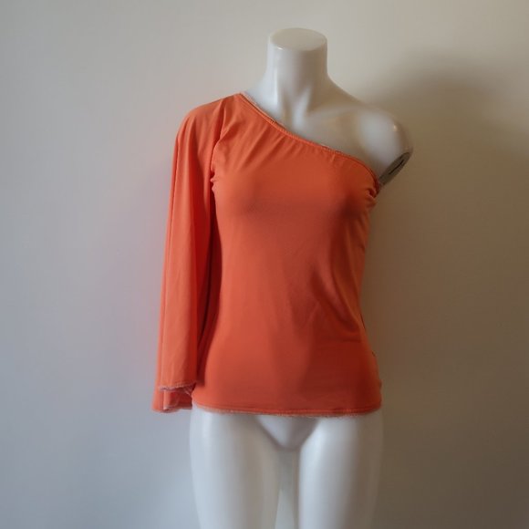 CHRISTINA MAKOWSKY ORANGE ONE SHOULDER TOP S * - Picture 1 of 8